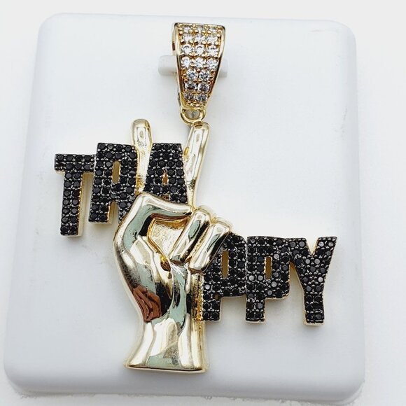 14K Gold Plated Cubic Zircon Pendant, INUS1BR258 - Picture 5 of 8